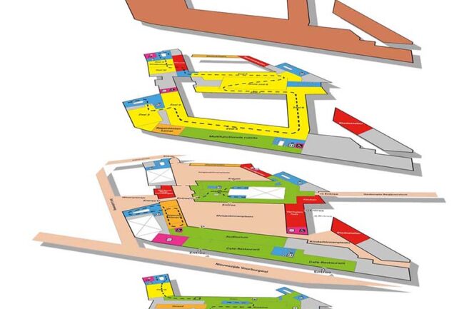 Aantal plattegronden voor het te verbouwen Amsterdam Museum.