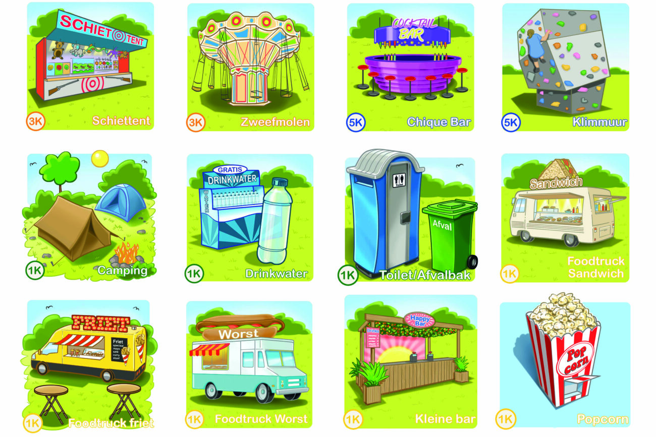 Grote serie illustraties voor speelkaartjes voor een spel. fun visual tekening spel