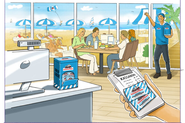 Visual uit een serie schetsen voor Fisherman's Friend. food schets retail visual