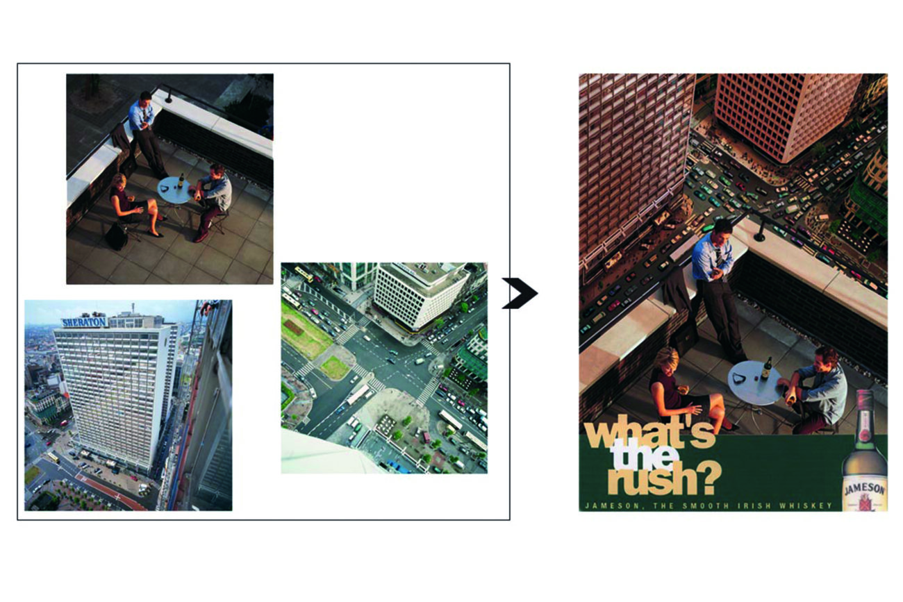 Fotocompilatie van een aantal foto's voor Jameson Whiskey. fotobewerking fotomanupilatie retail food drankjes