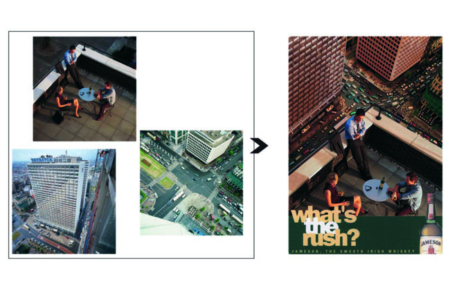 Fotocompilatie van een aantal foto's voor Jameson Whiskey. fotobewerking fotomanupilatie retail food drankjes
