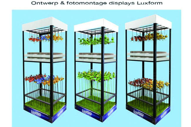 Ontwerp en fotomontage van Luxform display's. fotobewerking omkleuren ontwerp