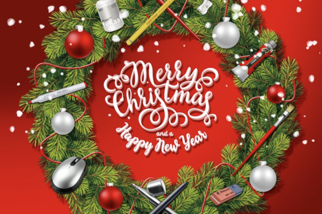 Illustratie kerstmis nieuwjaar uiteinde. Iedereen fijne feetdagen een een gelukkig nieuwjaar gewenst!