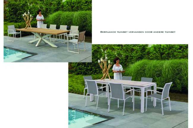 Bewerken van een foto van een tuinset voor Life outdoor living. Aanpassen foto tuinmeubel