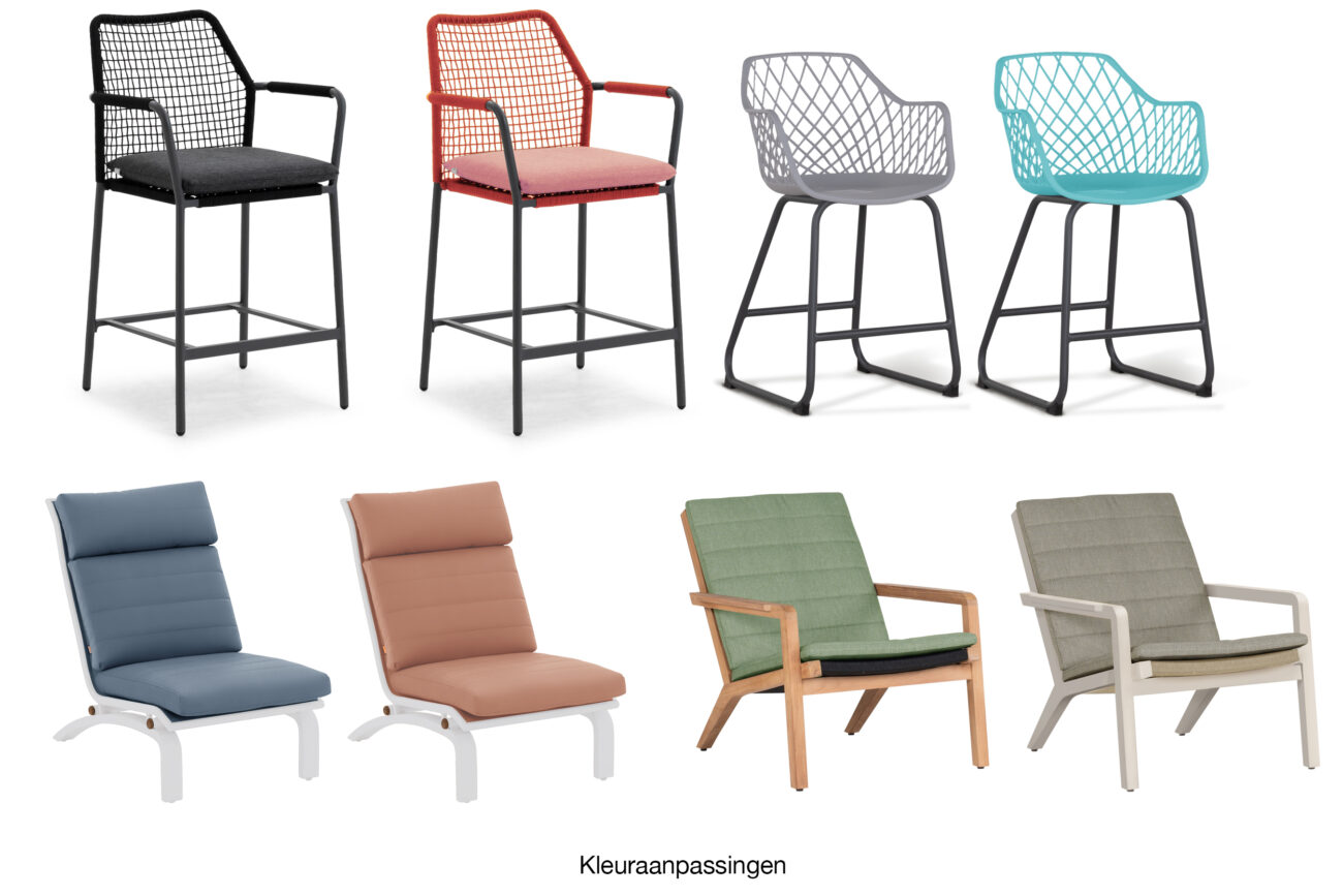 Omkleuren en bewerken van een serie tuinmeubelen. foto andere kleur geven